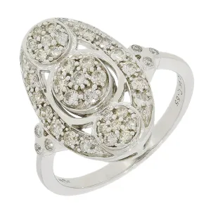 9ct White Gold Diamond Ring in a Vintage Boat Design