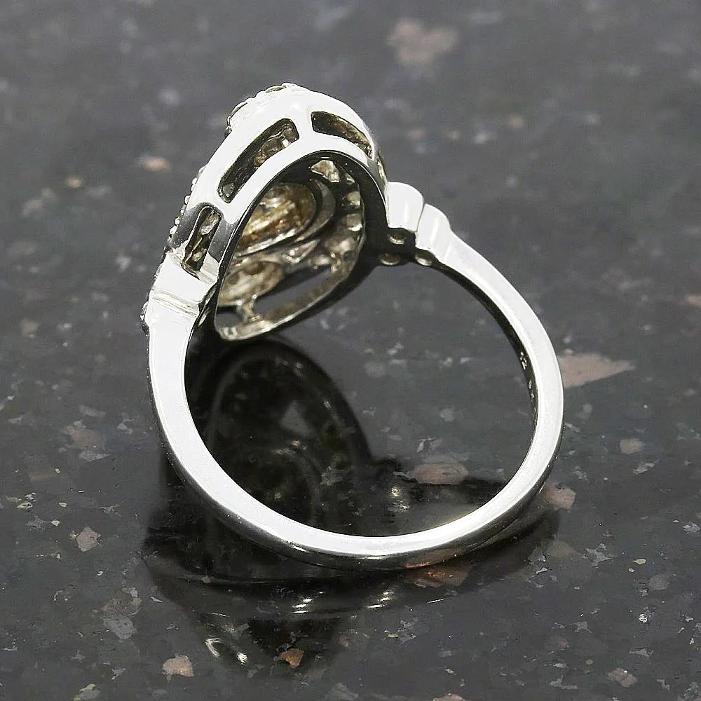 9ct White Gold Diamond Ring in a Vintage Boat Design