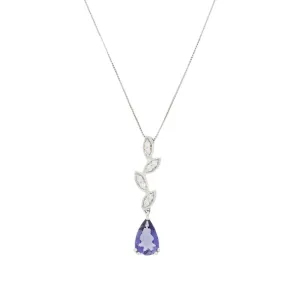 9ct White Gold Iolite and 0.12cts Diamond Pendant P50