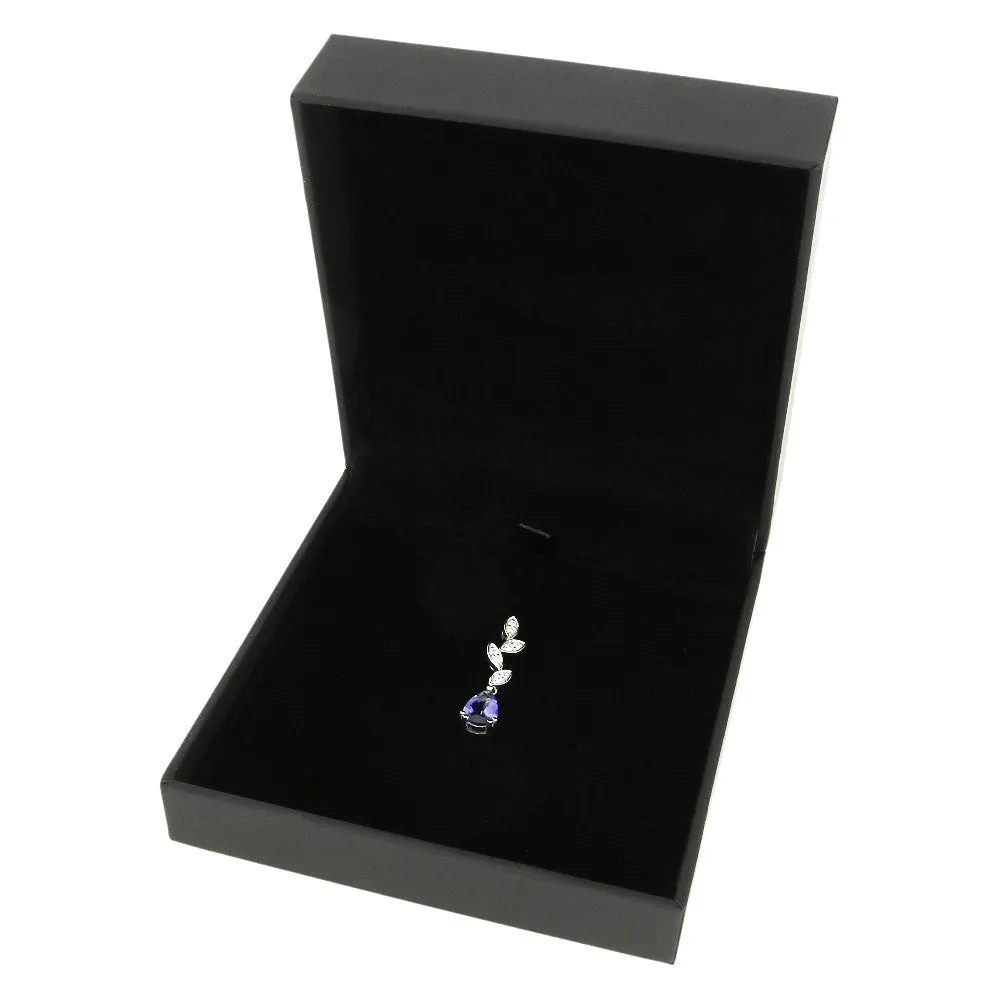9ct White Gold Iolite and 0.12cts Diamond Pendant P50
