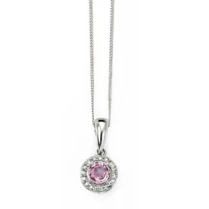 9ct White Gold Pink Sapphire and Diamond Pendant GP882P