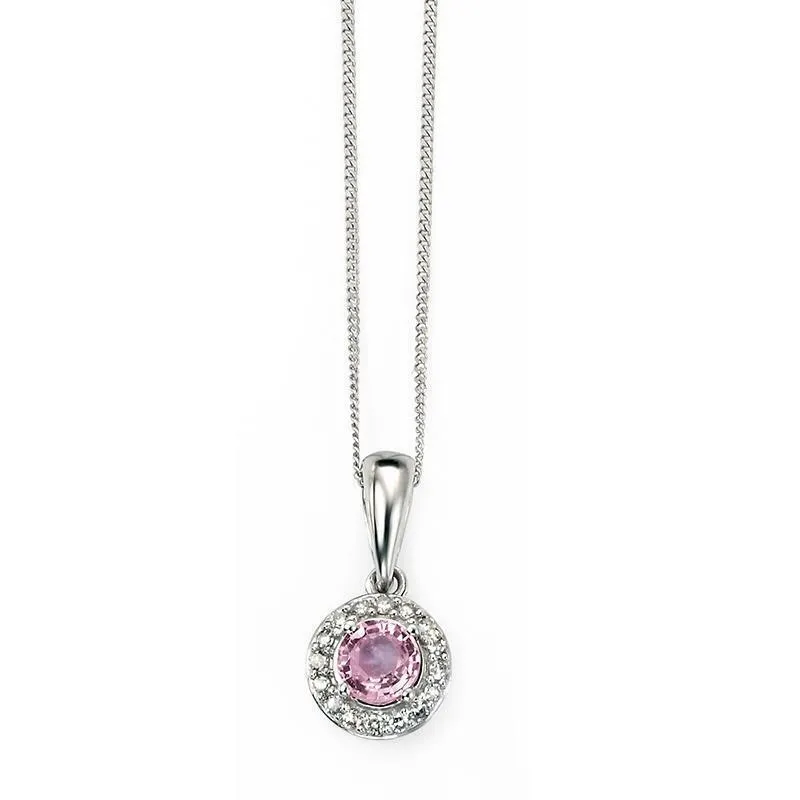 9ct White Gold Pink Sapphire and Diamond Pendant GP882P