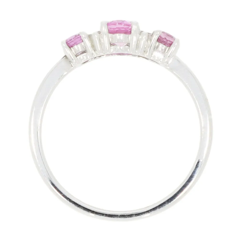9ct White Gold Pink Sapphire and Diamond Ring