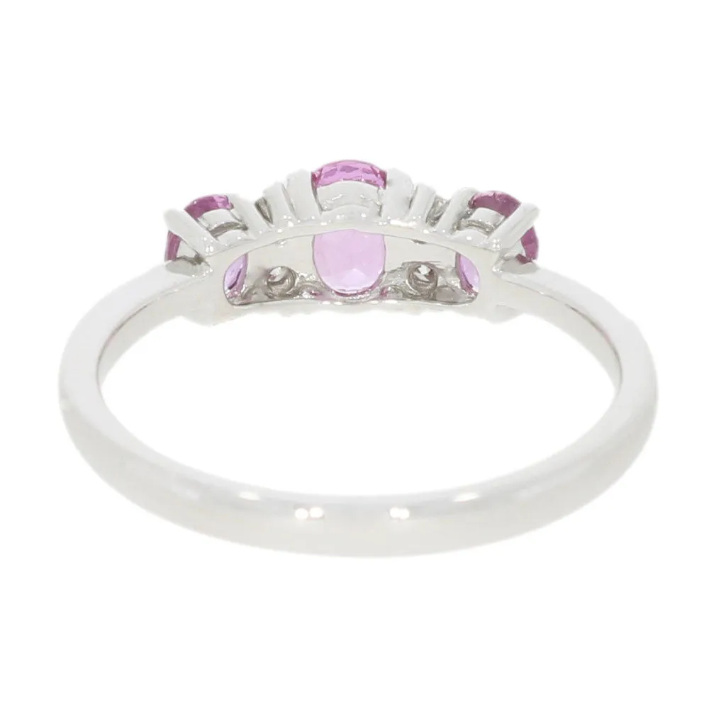 9ct White Gold Pink Sapphire and Diamond Ring