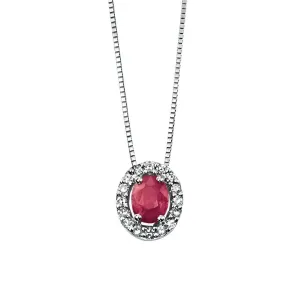 9ct White Gold Ruby and Diamond Pendant GP677R