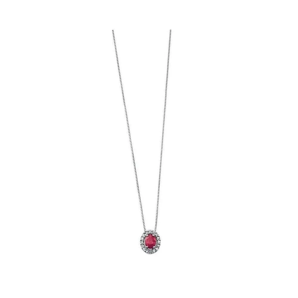 9ct White Gold Ruby and Diamond Pendant GP677R