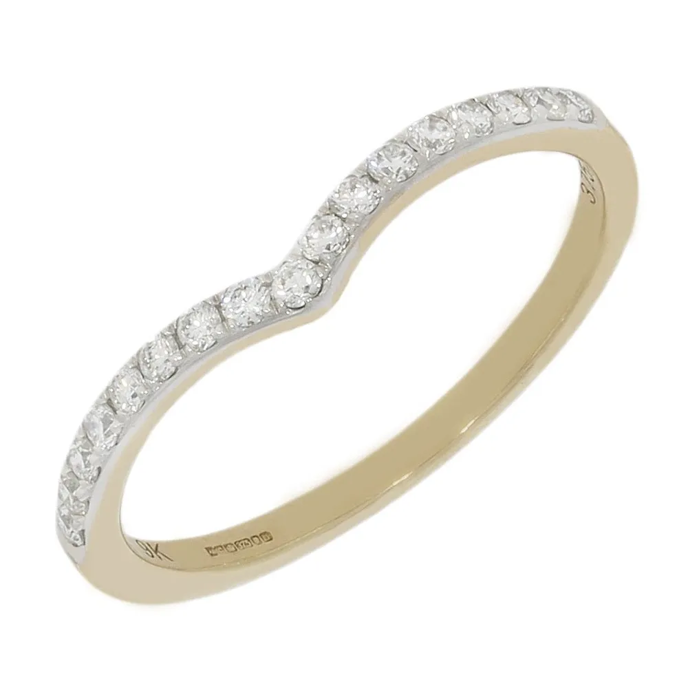 9ct Yellow Gold 0.20cts Diamond Set Wishbone Ring
