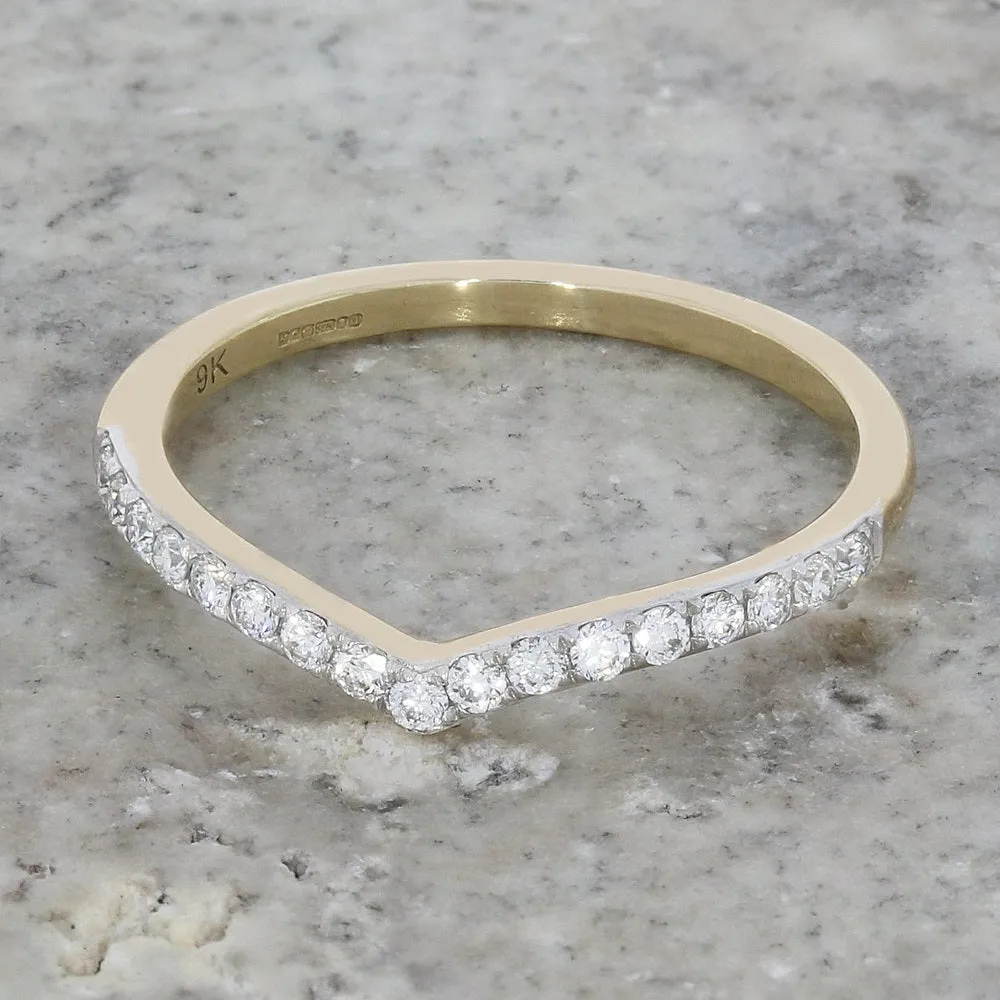 9ct Yellow Gold 0.20cts Diamond Set Wishbone Ring