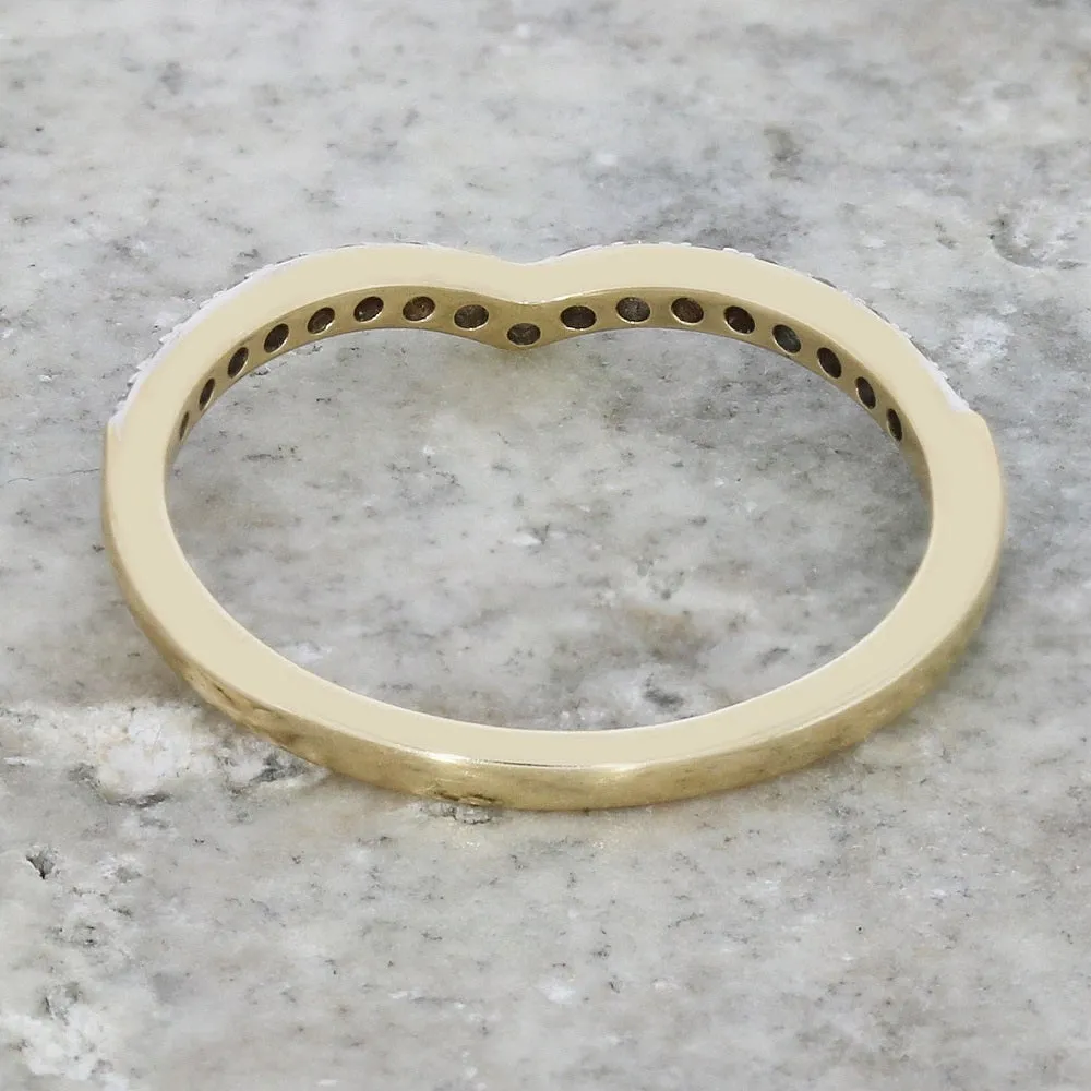 9ct Yellow Gold 0.20cts Diamond Set Wishbone Ring
