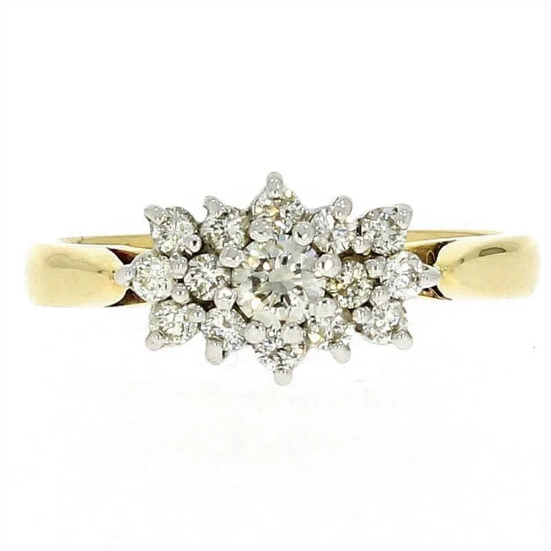 9ct Yellow Gold 0.50cts Brilliant Cut Diamond Cluster Ring