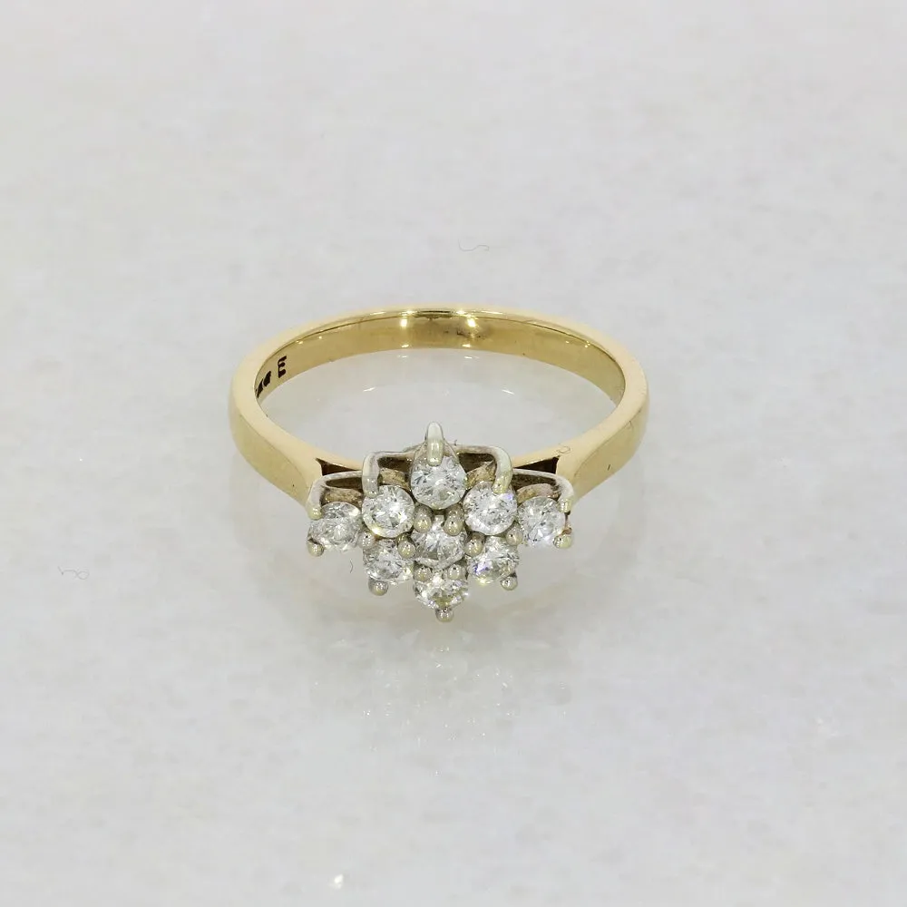 9ct Yellow Gold 0.52ct Brilliant Cut Diamond Cluster Ring