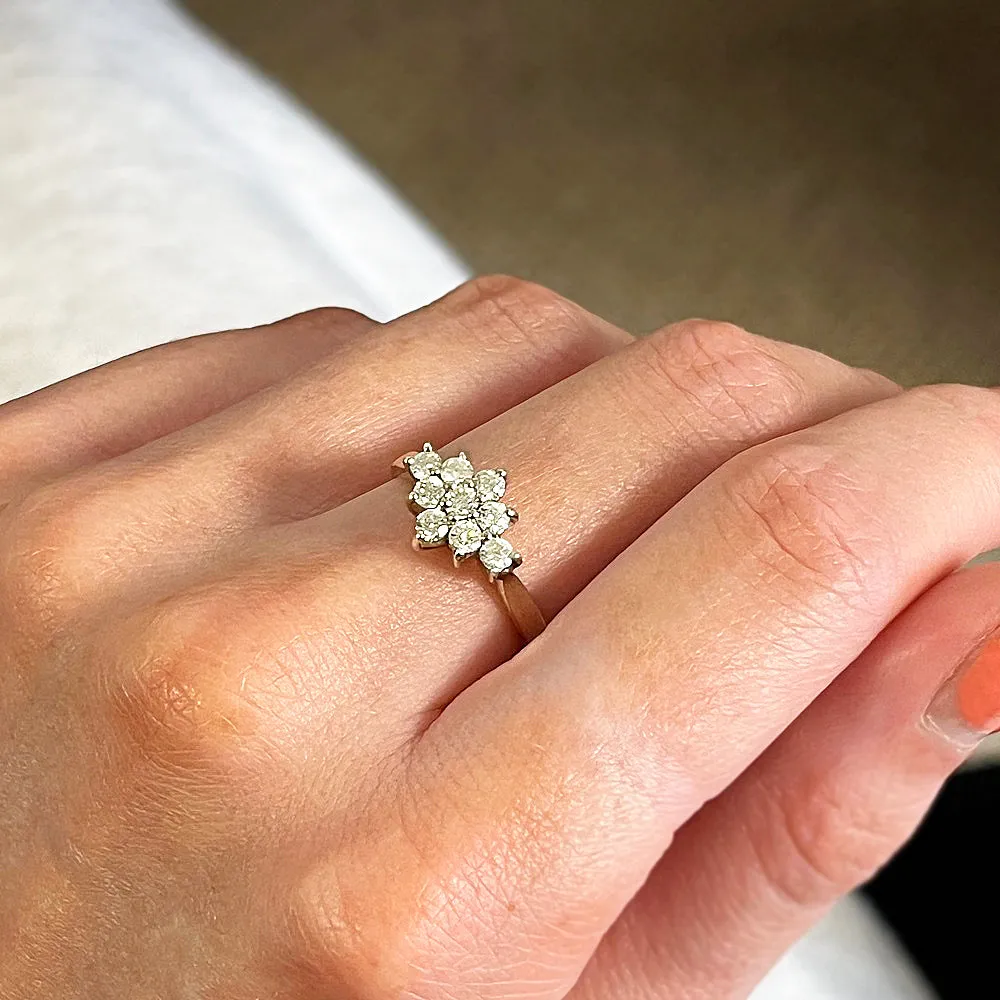 9ct Yellow Gold 0.52ct Brilliant Cut Diamond Cluster Ring