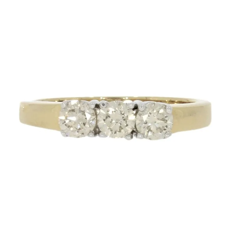 9ct Yellow Gold 0.72ct Diamond Trilogy Ring