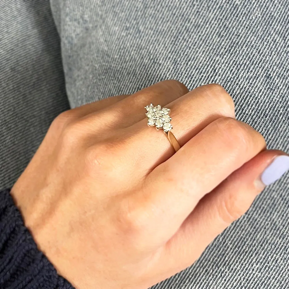 9ct Yellow Gold 0.77ct Diamond Cluster Ring