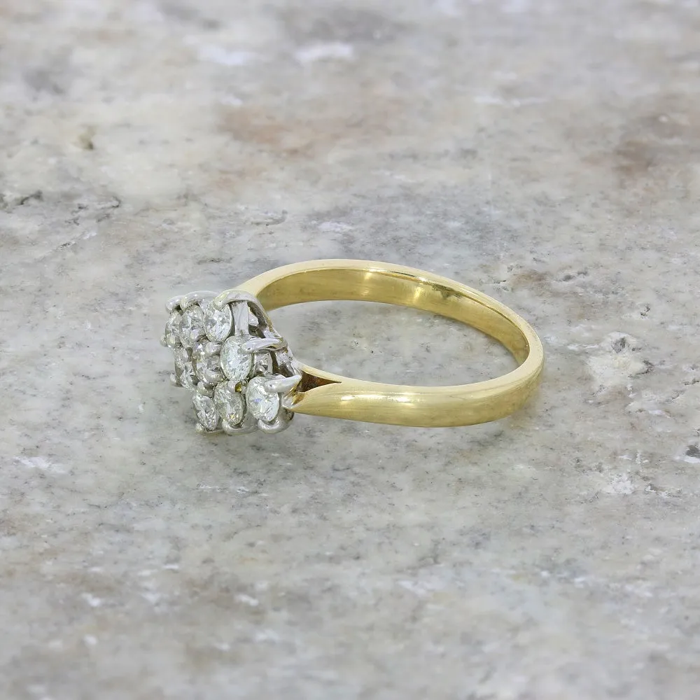 9ct Yellow Gold 0.77ct Diamond Cluster Ring