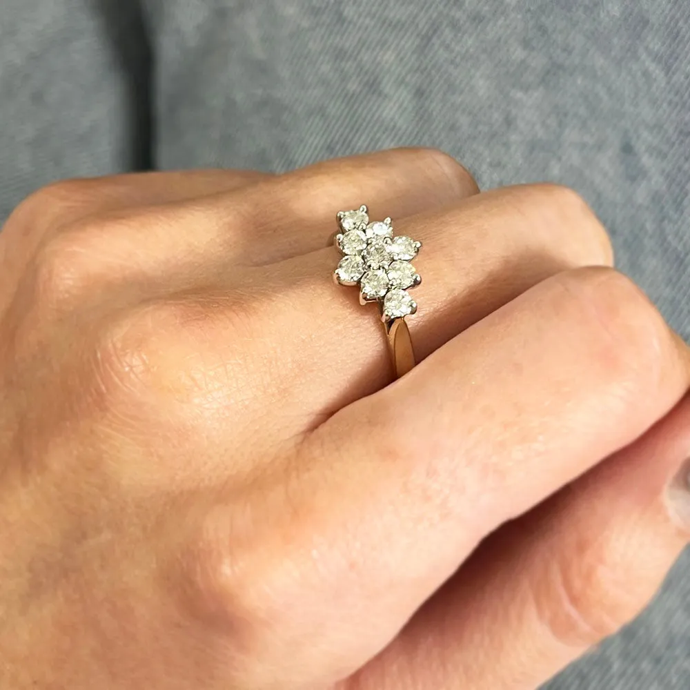 9ct Yellow Gold 0.77ct Diamond Cluster Ring