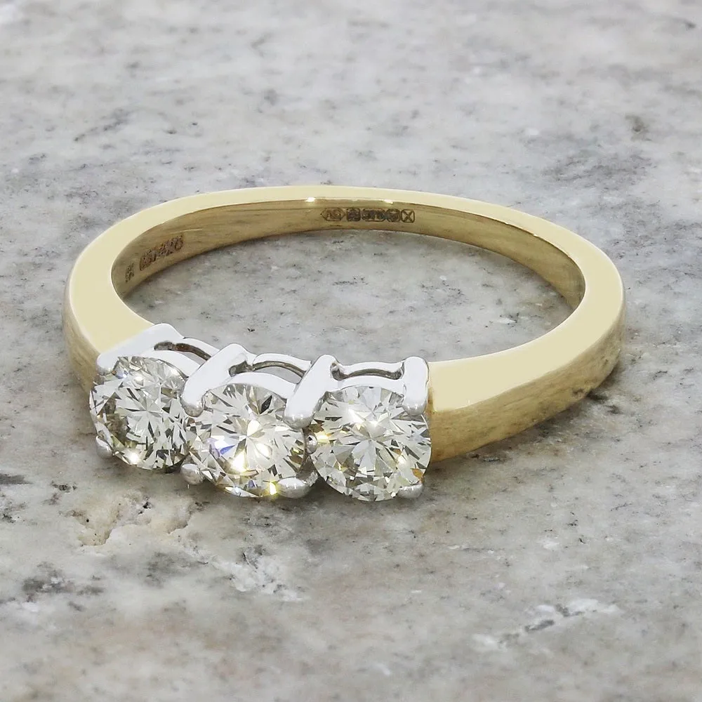 9ct Yellow Gold 0.98ct Diamond Trilogy Ring
