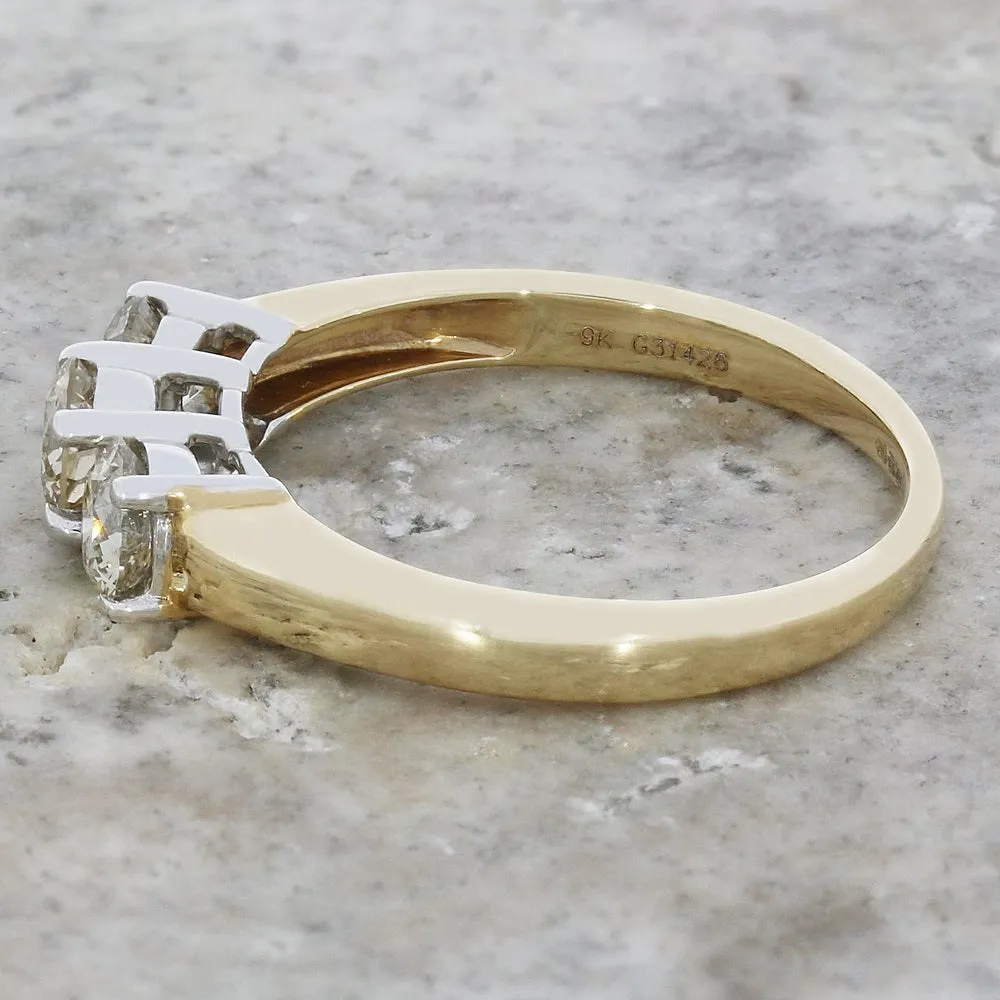 9ct Yellow Gold 0.98ct Diamond Trilogy Ring