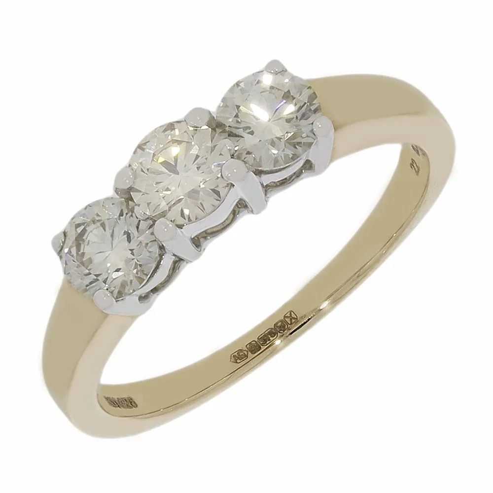 9ct Yellow Gold 0.98ct Diamond Trilogy Ring