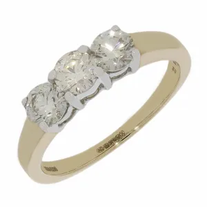 9ct Yellow Gold 0.98ct Diamond Trilogy Ring