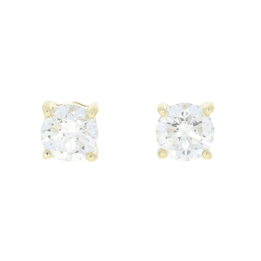 9ct Yellow Gold 1.05cts Lab Created Brilliant Cut Diamond Solitaire Stud Earrings