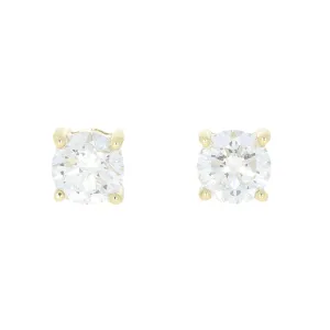 9ct Yellow Gold 1.05cts Lab Created Brilliant Cut Diamond Solitaire Stud Earrings