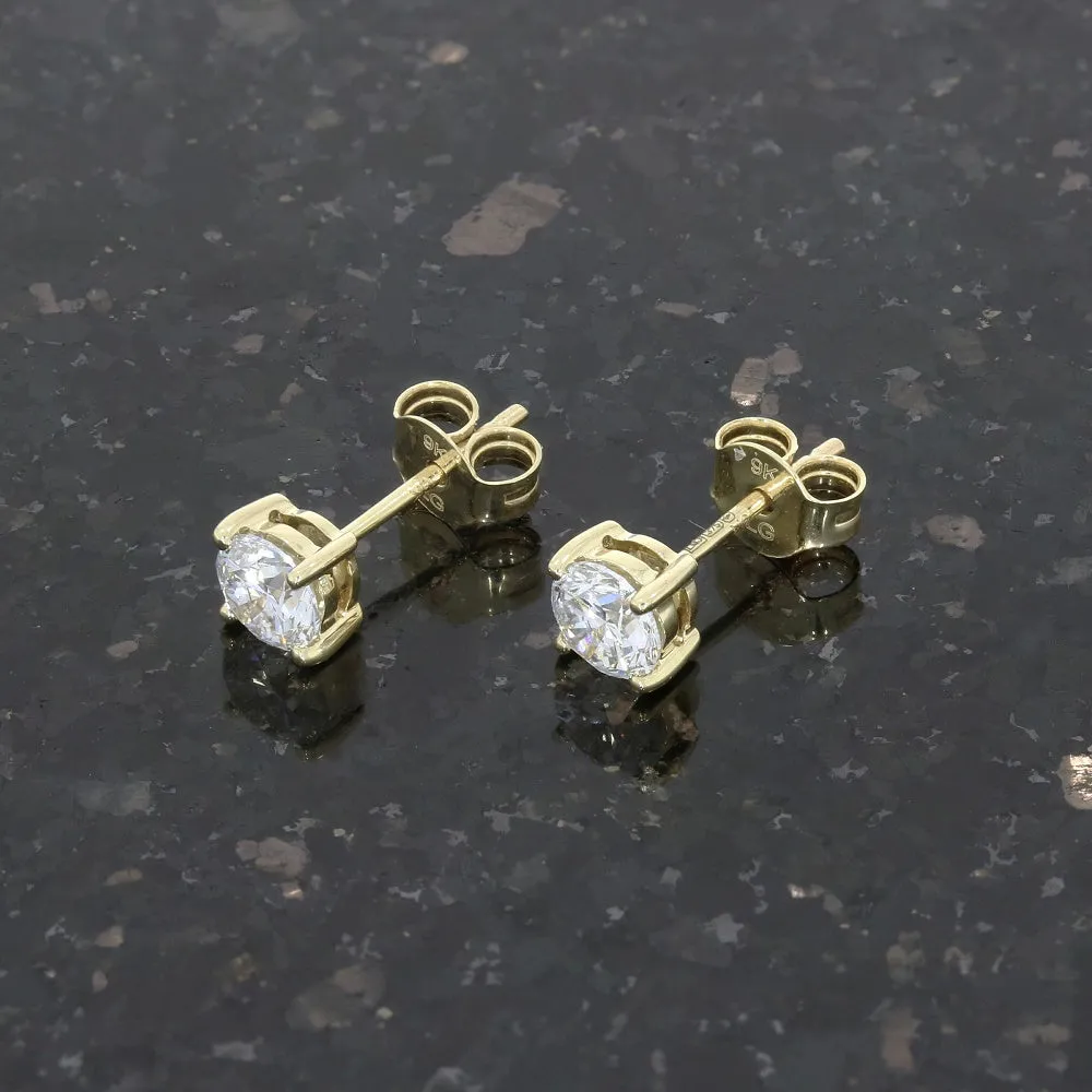 9ct Yellow Gold 1.05cts Lab Created Brilliant Cut Diamond Solitaire Stud Earrings