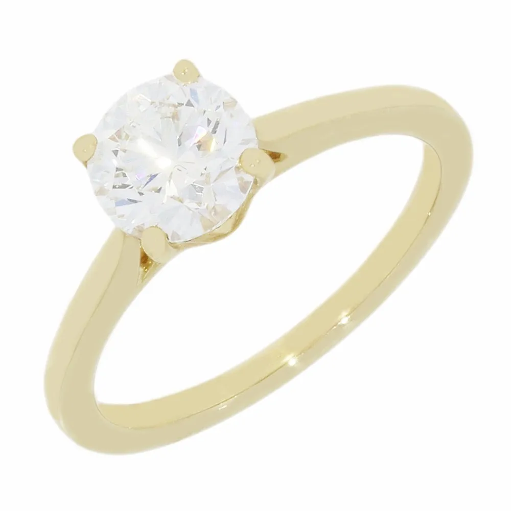 9ct Yellow Gold 1.21ct Brilliant Cut Lab Grown Diamond Solitaire Ring D VS 2