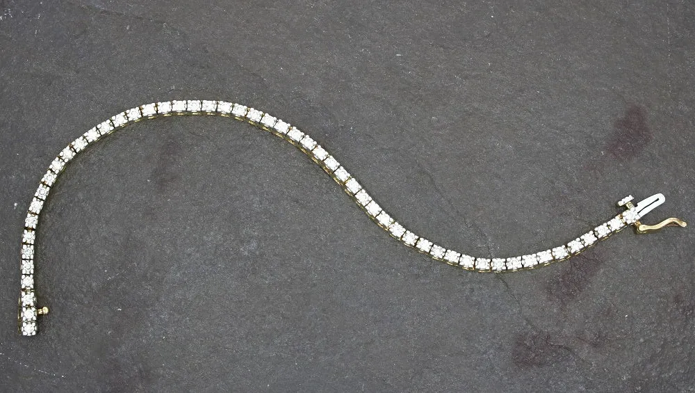 9ct Yellow Gold 2.00cts Diamond Line Tennis Bracelet