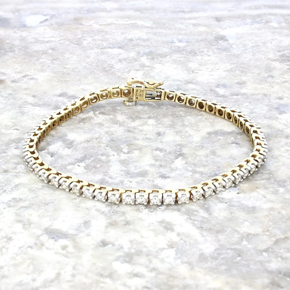 9ct Yellow Gold 2.00cts Diamond Line Tennis Bracelet