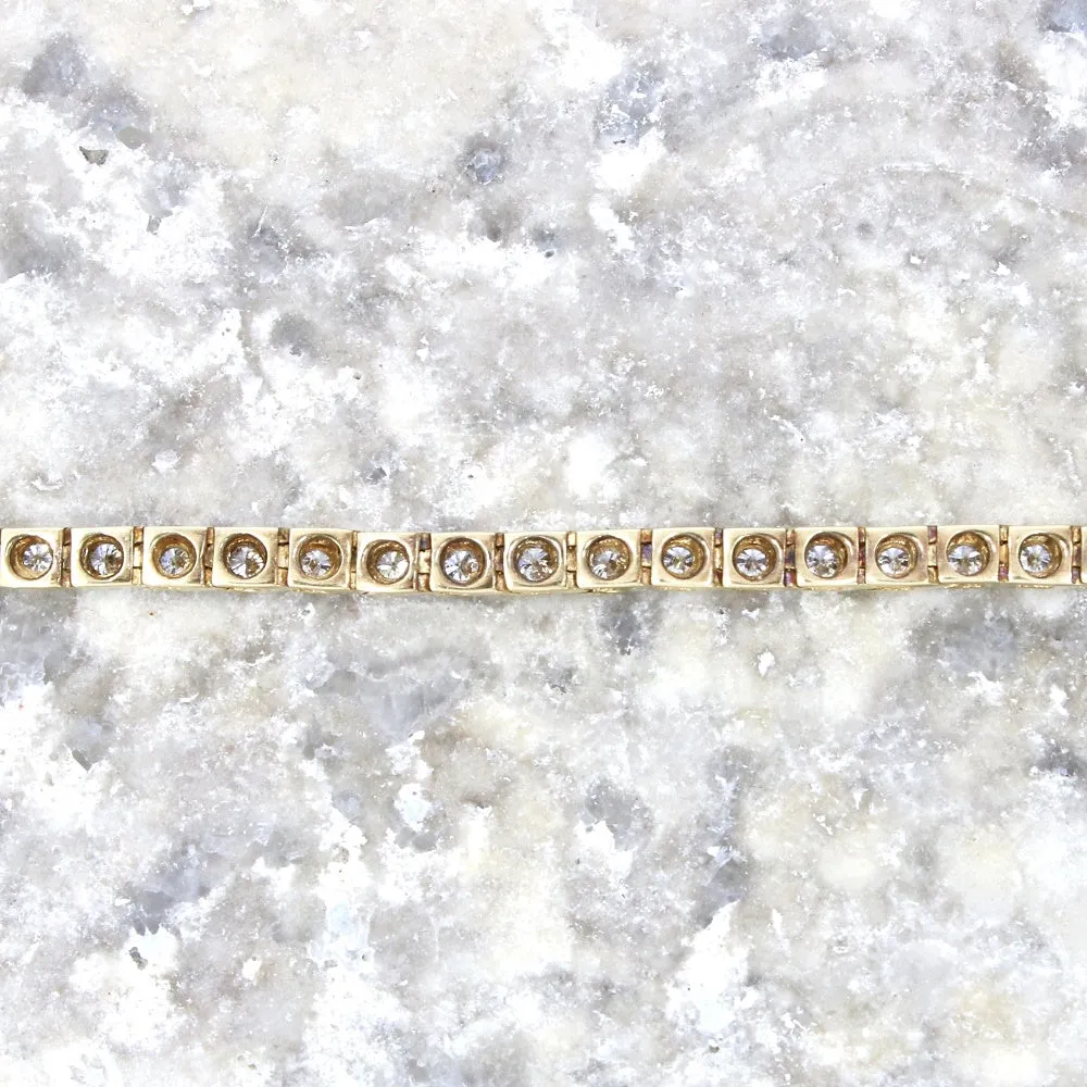 9ct Yellow Gold 2.00cts Diamond Line Tennis Bracelet