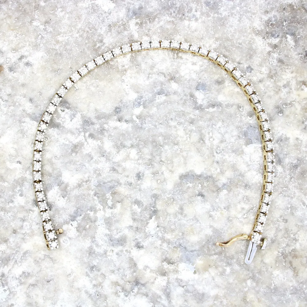 9ct Yellow Gold 2.00cts Diamond Line Tennis Bracelet