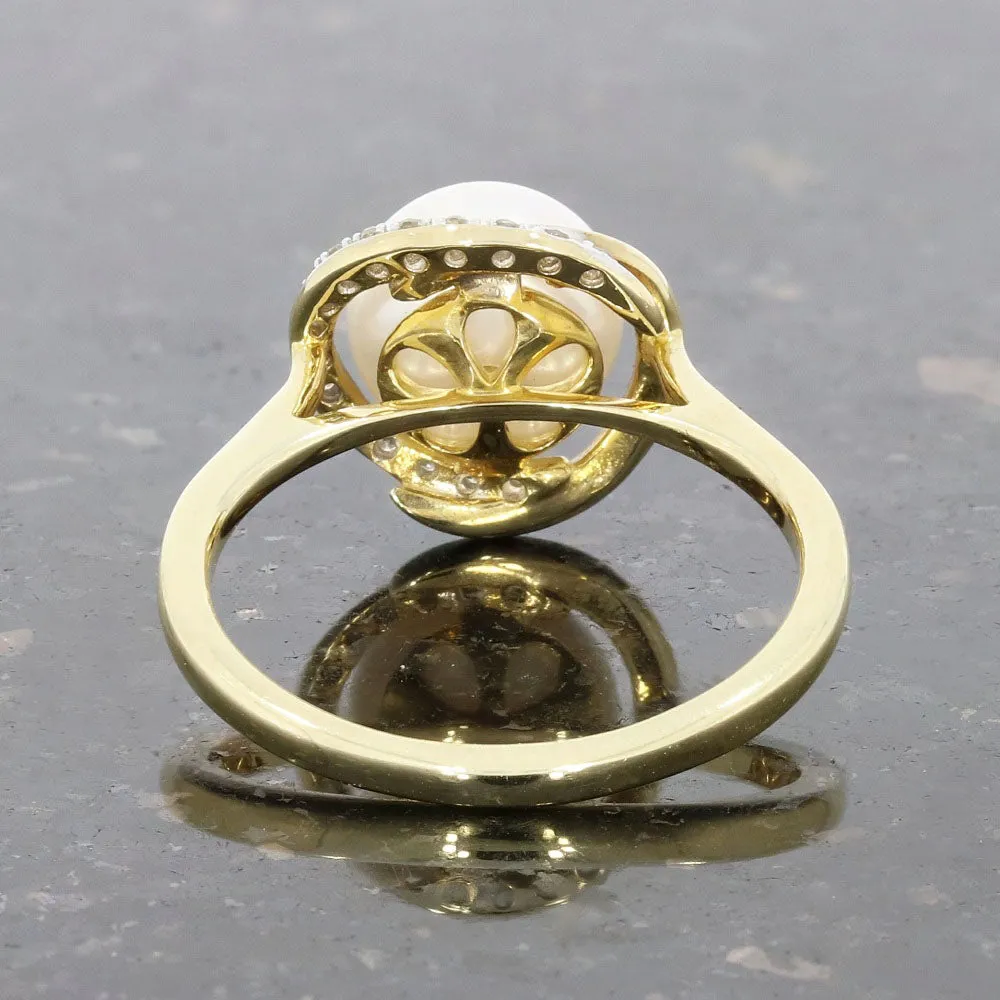 9ct Yellow Gold Freshwater Pearl and Diamond Ring