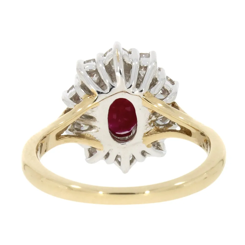 9ct Yellow Gold Ruby and 1.00ct Diamond Cluster Ring