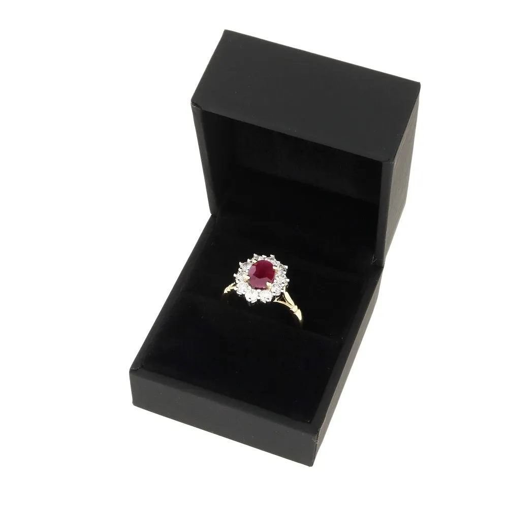 9ct Yellow Gold Ruby and 1.00ct Diamond Cluster Ring