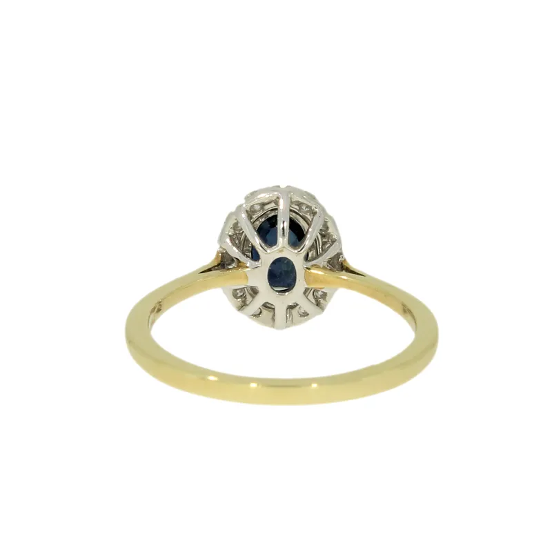 9ct Yellow Gold Sapphire & Diamond 0.30cts Cluster Ring