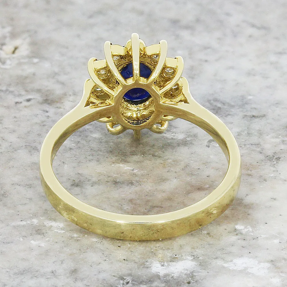 9ct Yellow Gold Sapphire & Diamond Cluster Ring