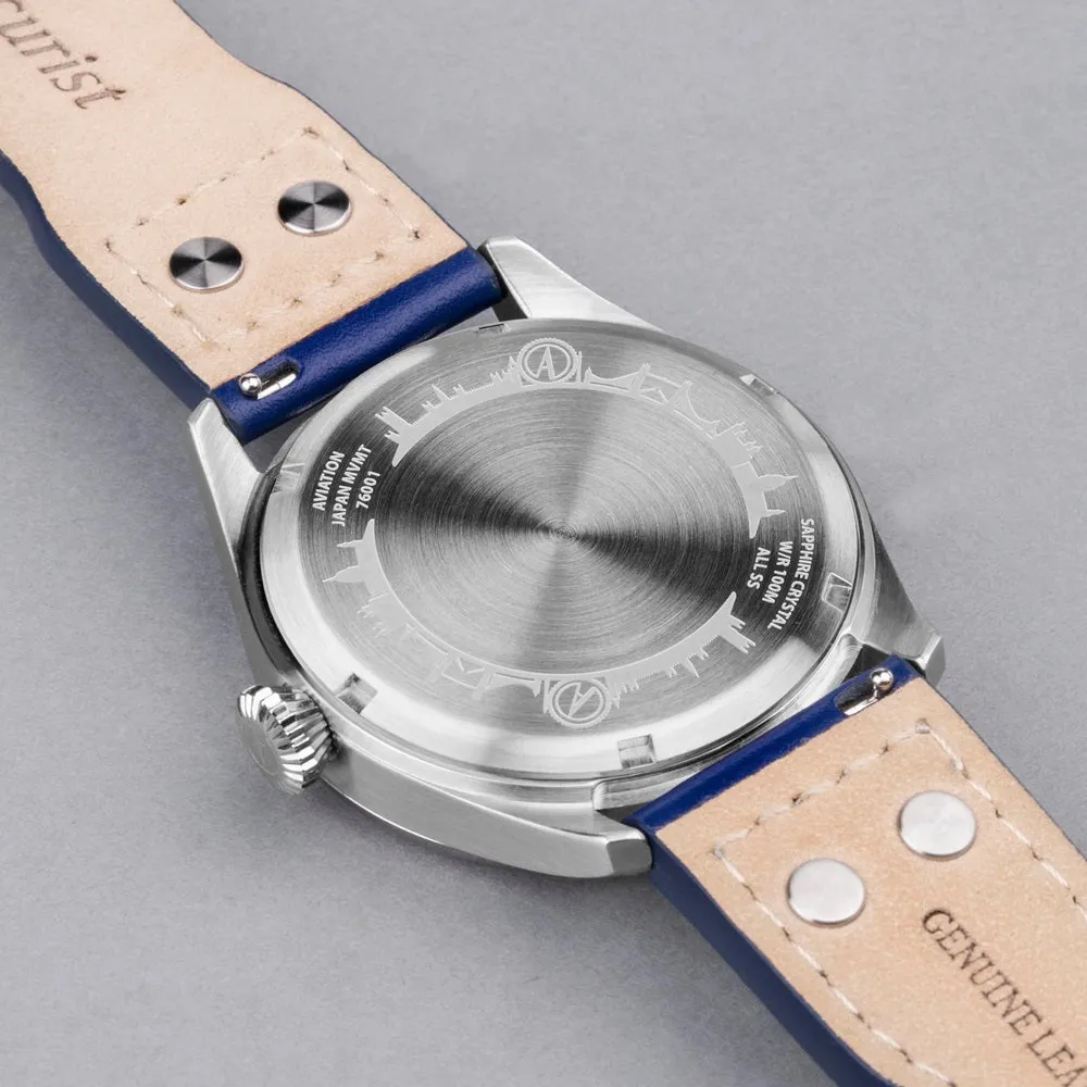 Accurist Aviation Mens Watch 76001 Blue Leather Strap with Blue Dial