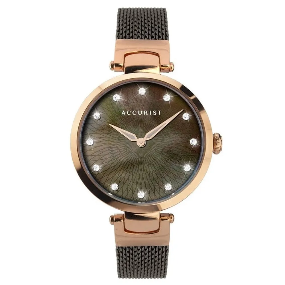 Accurist Brown Mesh Bracelet Ladies Watch 8307