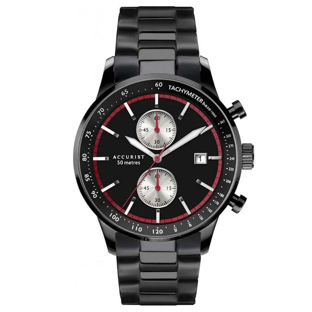 Accurist Chronograph Black Bracelet Mens Watch 7364