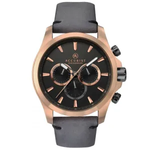 Accurist Chronograph Leather Strap Mens Watch Rose 7179