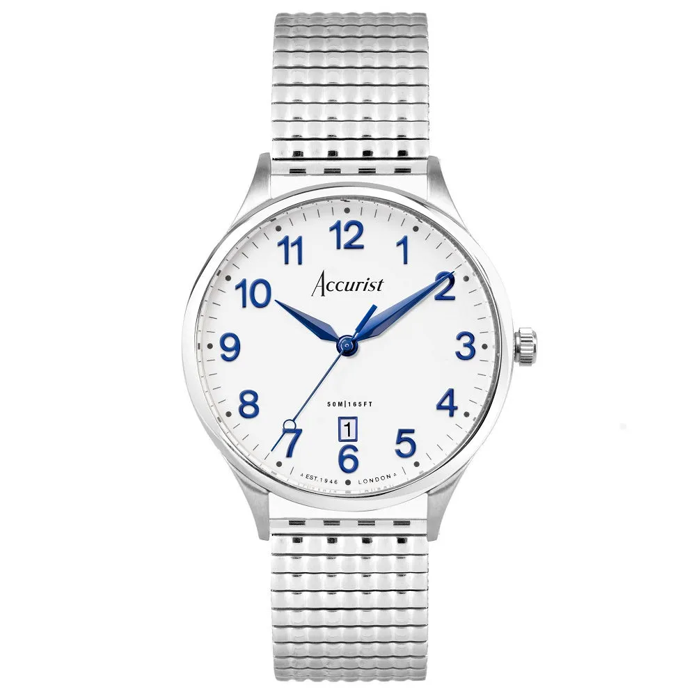 Accurist Classic Mens Expander Bracelet Watch White Dial 73000X