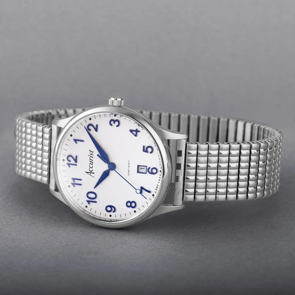 Accurist Classic Mens Expander Bracelet Watch White Dial 73000X