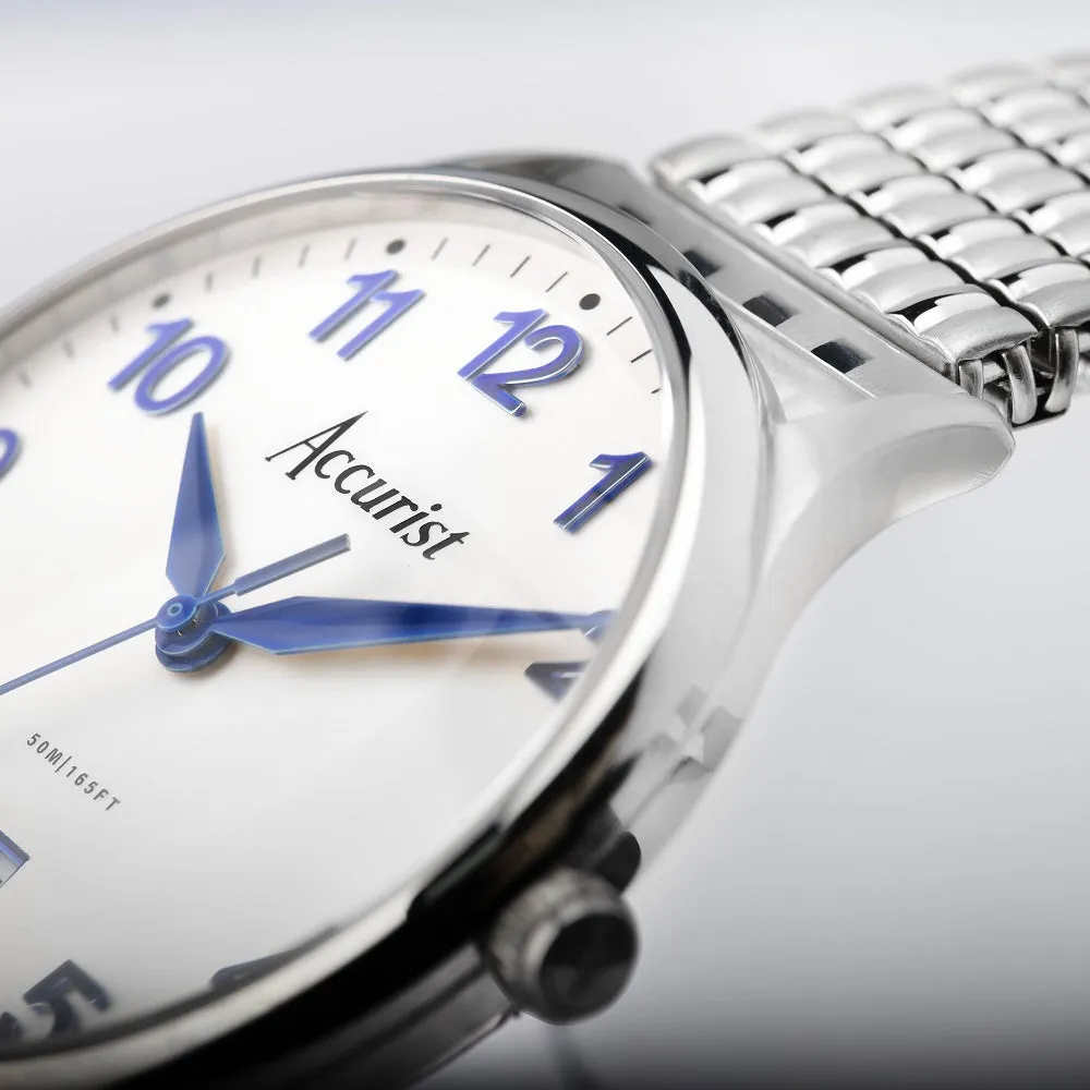 Accurist Classic Mens Expander Bracelet Watch White Dial 73000X