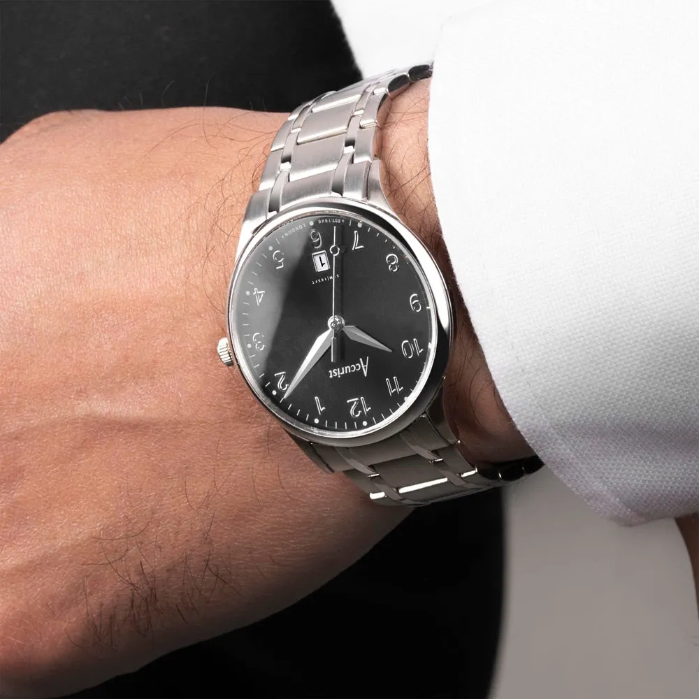 Accurist Classic Mens Watch 73002 Stainless Steel with Black Dial