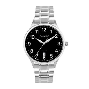 Accurist Classic Mens Watch 73002 Stainless Steel with Black Dial