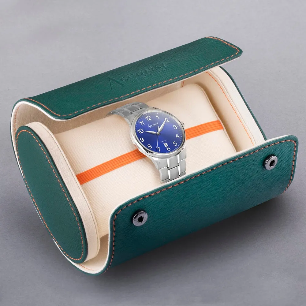 Accurist Classic Mens Watch 73003 Stainless Steel with Blue Dial