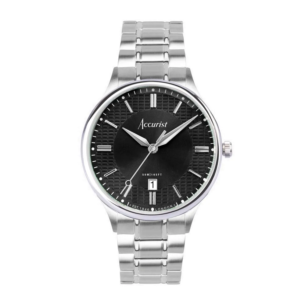 Accurist Classic Mens Watch 73006 Stainless Steel with Black Dial