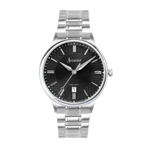 Accurist Classic Mens Watch 73006 Stainless Steel with Black Dial