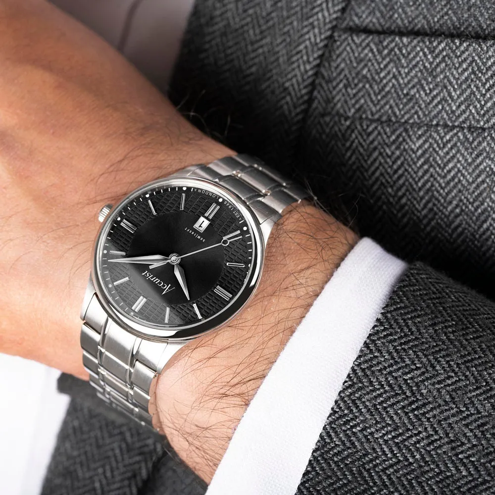 Accurist Classic Mens Watch 73006 Stainless Steel with Black Dial